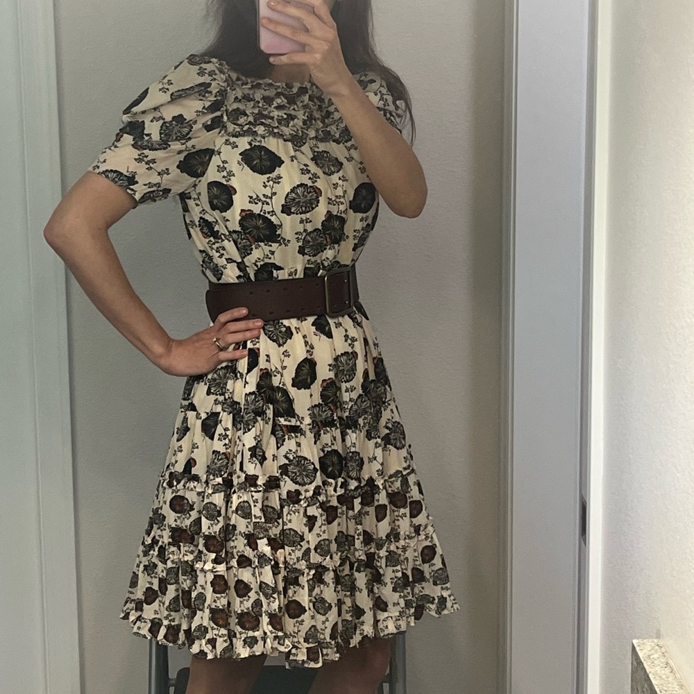Ulla Johnson Cream and Black Floral Dress - Picture 12 of 13